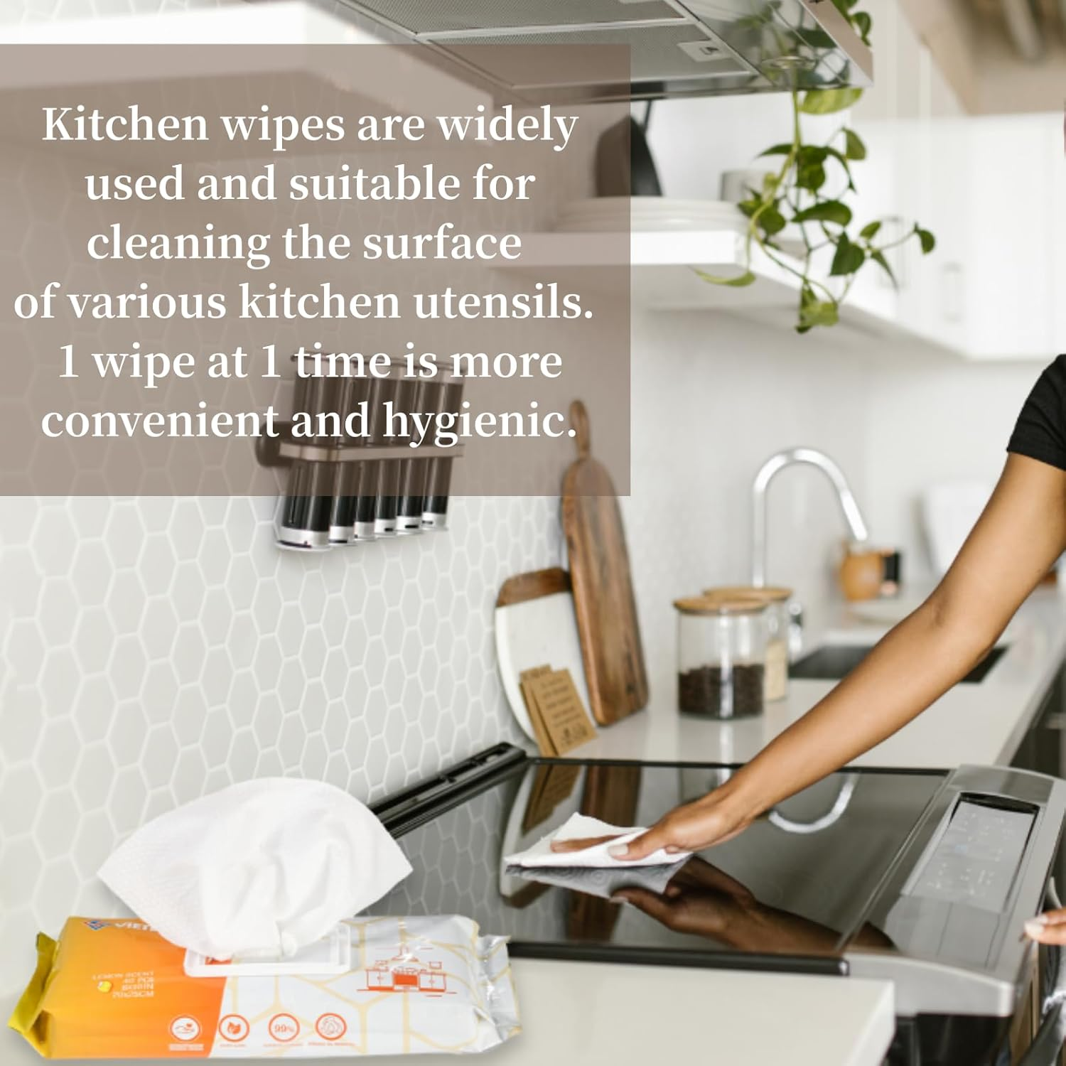 Cooktop Cleaner Wipes Extra Thick Surface Cleaning Microwave Wipes Easily Wipe Food and Oil Stains, Safe and Convenient Stove Top Cleaner, Great for Home and Kitchen Use - 160 Count image number 3