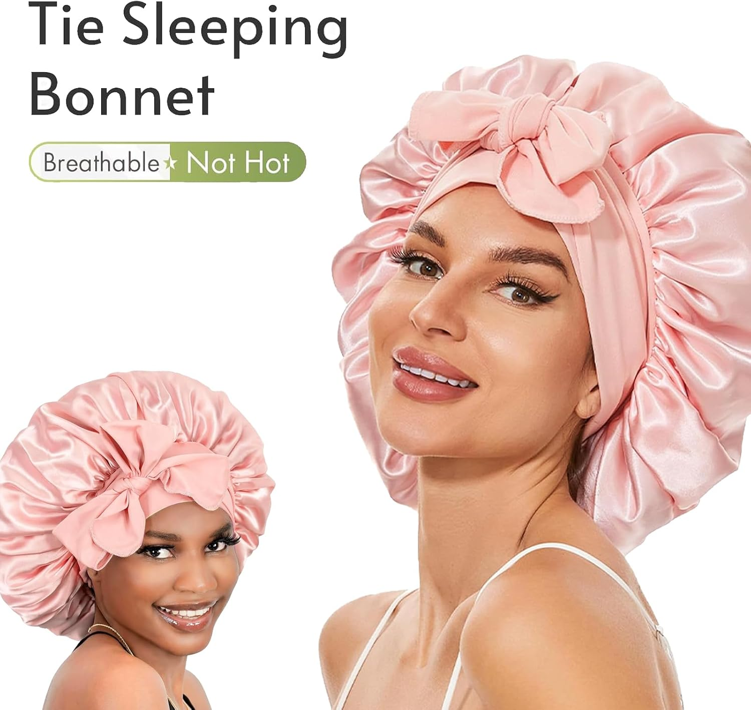 Yuejieselected Silk Sleep Cap for Long Hair Silk Sleep Cap for Sleeping (1 Light Powder), Dusted, 1 image number 6