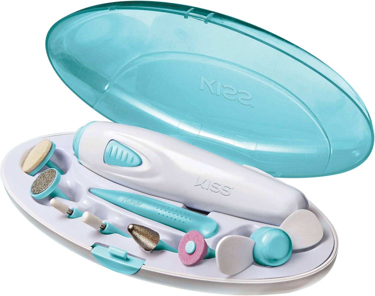 KISS Power File to Go Battery Powered Mani/Pedi Tool Professional Nail Care with 8 Attachments & Storage Case, Shape, Clean, and Polish Nails image number 5