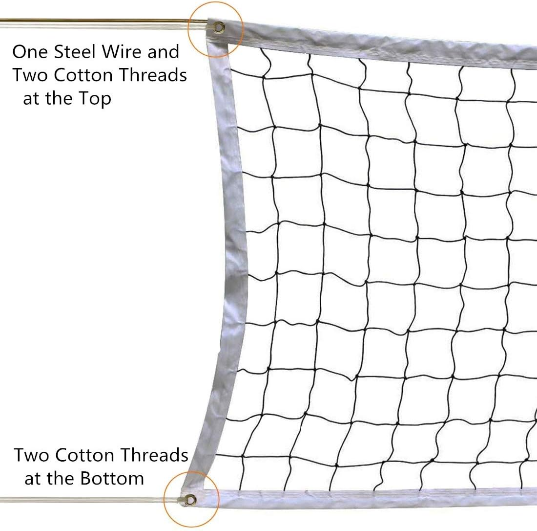 Tournament Volleyball Net 9.5M X 1M Outdoor with Tear-Resistant Border Aircraft Steel Cable for Backyard Schoolyard Beach, Badminton Pro Volleyball Net image number 5