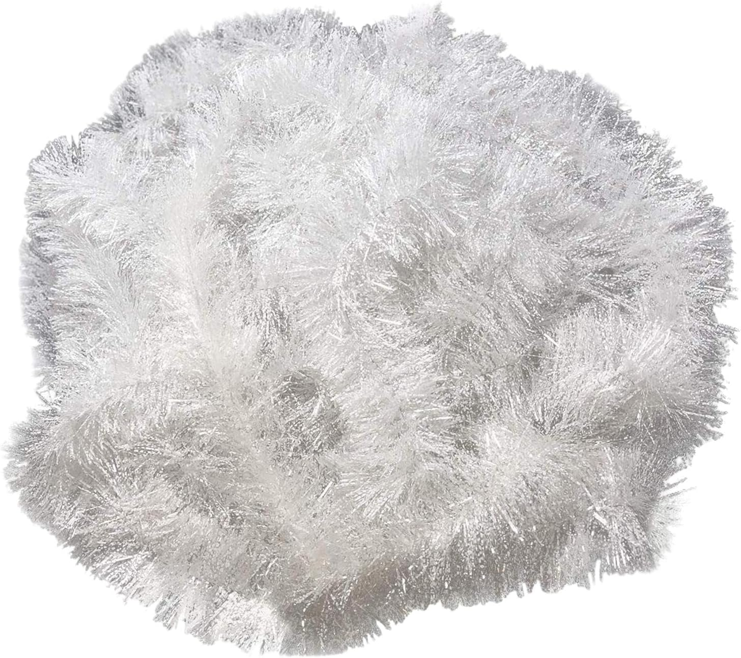 TENOL Glitter Tinsel Wire Christmas Ribbon Christmas White Tinsel Artificial Christmas Garland for Xmas Mantle Events Party Outdoor image number 6