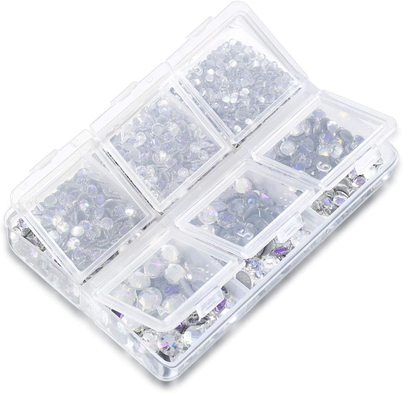 Dubom 4000 Pieces Hotfix Rhinestones Crystals AB Clear Crystal Rhinestones Flatback Gems round Crystal Rhinestones Bulk for Crafts Clothing Dance Costumes (Multicolor) image number 4