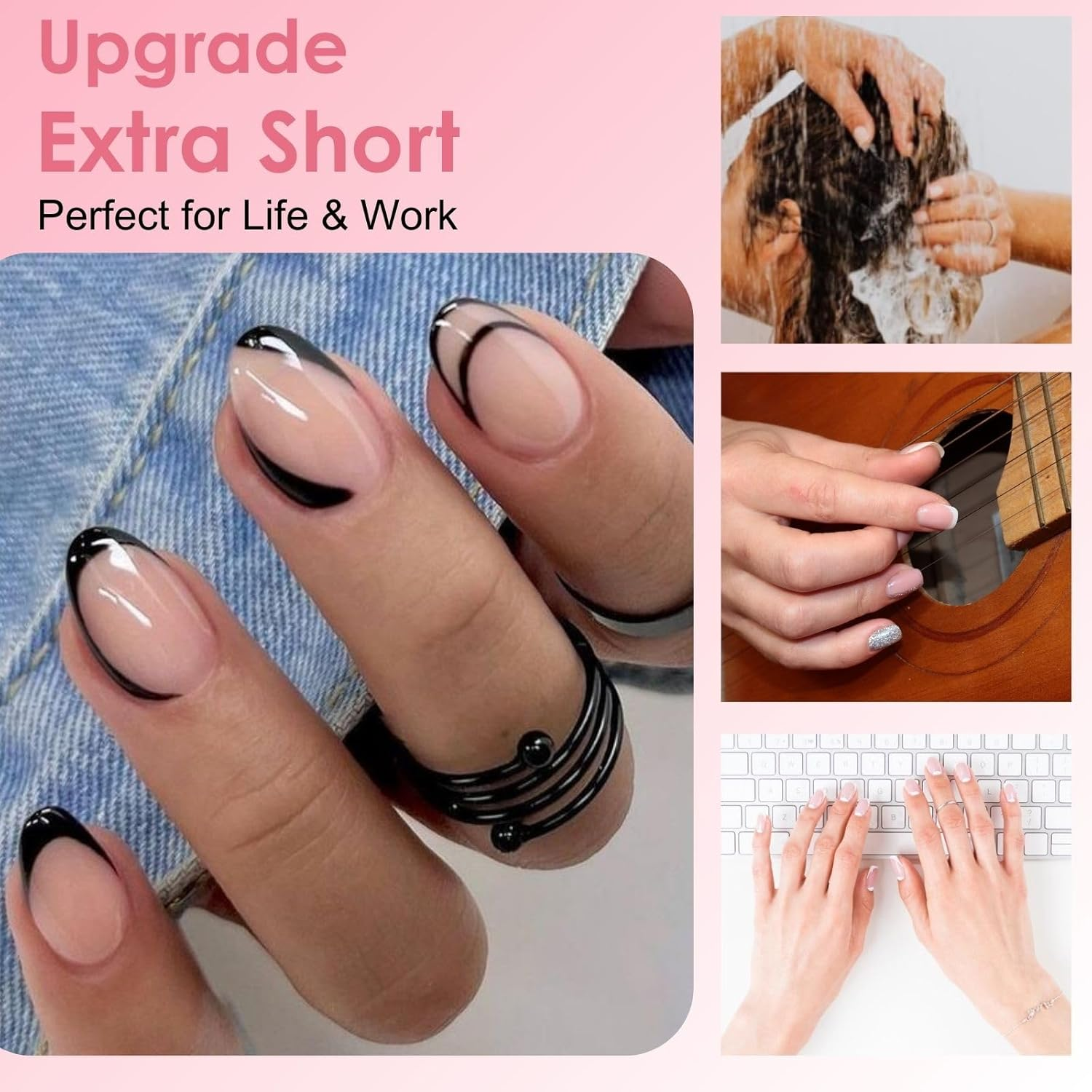 Extra Short Almond Nail Tips, SINOKAME No File Gel Nail Tips with Tip Primer Cover, for Tiny Petite Child &Average Nail Beds, Clear Gel Press on Fake Nails Short for Nail Extensions,600Pcs 15 Sizes