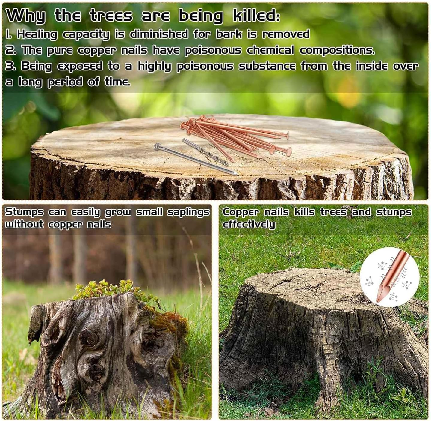 Zicojia 3.5 Inch Pure Copper Nails Bulk Stump Removal Spikes Hardware Nails for Trees 25Piece image number 1