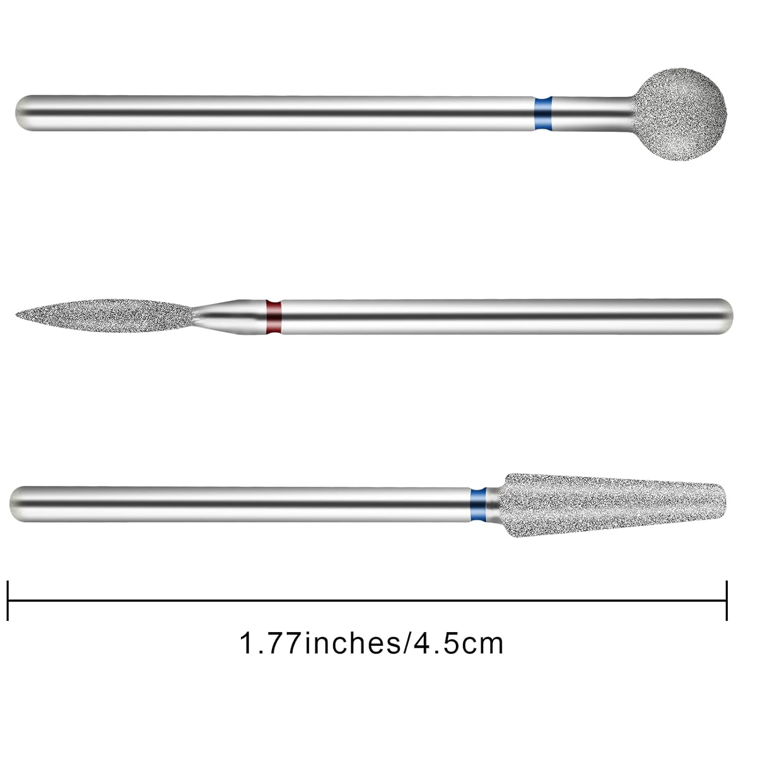 Yuxianlb 3 Pcs Diamond Nail Drill Bits Cuticle Drill Bits Ball Shape Cuticle Nail Trimmer Bit Flame Bit All in One Nail Prep Kit for Manicure Salon Cuticle Remove for under Nail Dead Skin Cleaning image number 3