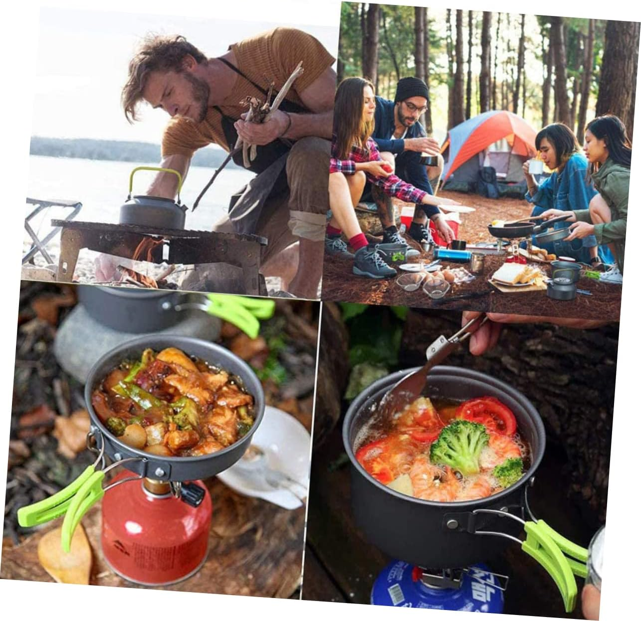 Anneome Outdoor Camping Cookware for People Portable Pan and Pot for Camping Trips Includes Tableware and Cooking Tools for Outdoor Adventures image number 6