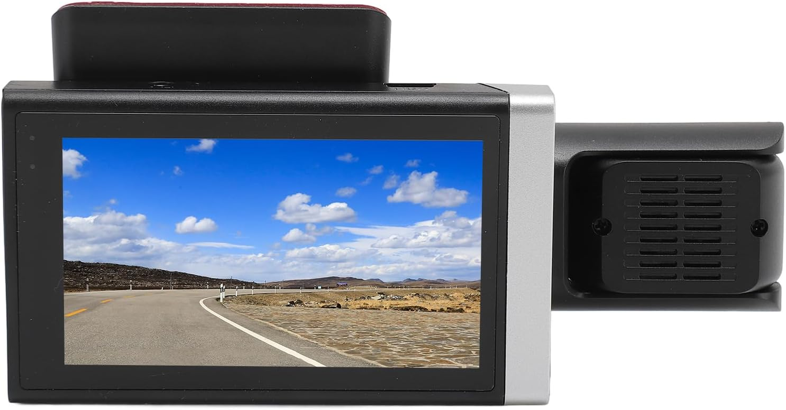 Dash Cam, 3 Channel Dash Cam, 3Inch 1080P HD Screen Night Vision Wide Angles Emergecy Lock Stop Triple Camera Driving Recorder