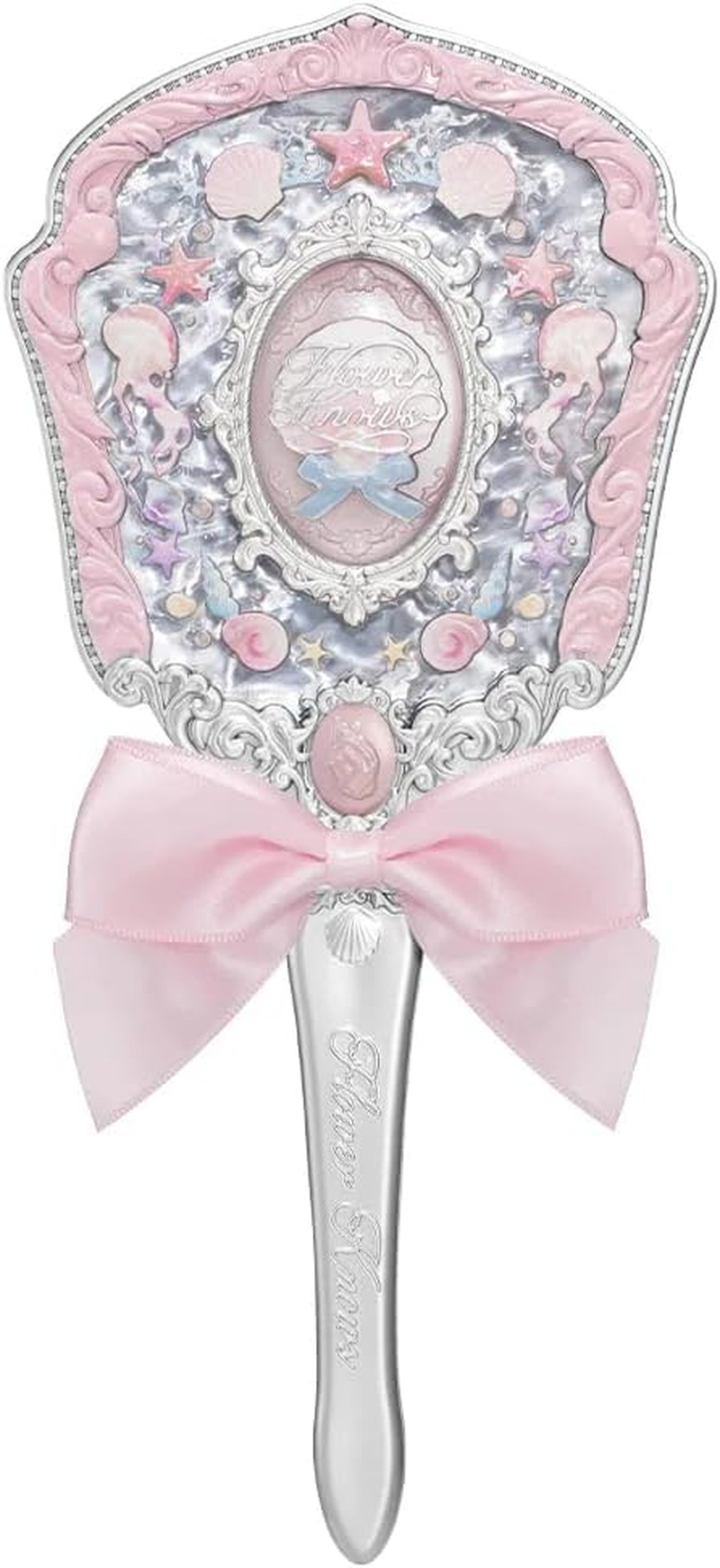 Flower Knows Strawberry Rococo Handheld Mirror, Soft Pink, Gold Frame, 8.6L X 3.9W Inches, Tabletop Mount, Aesthetic Princess Mirror, Perfect for Touch-Ups and Travel
