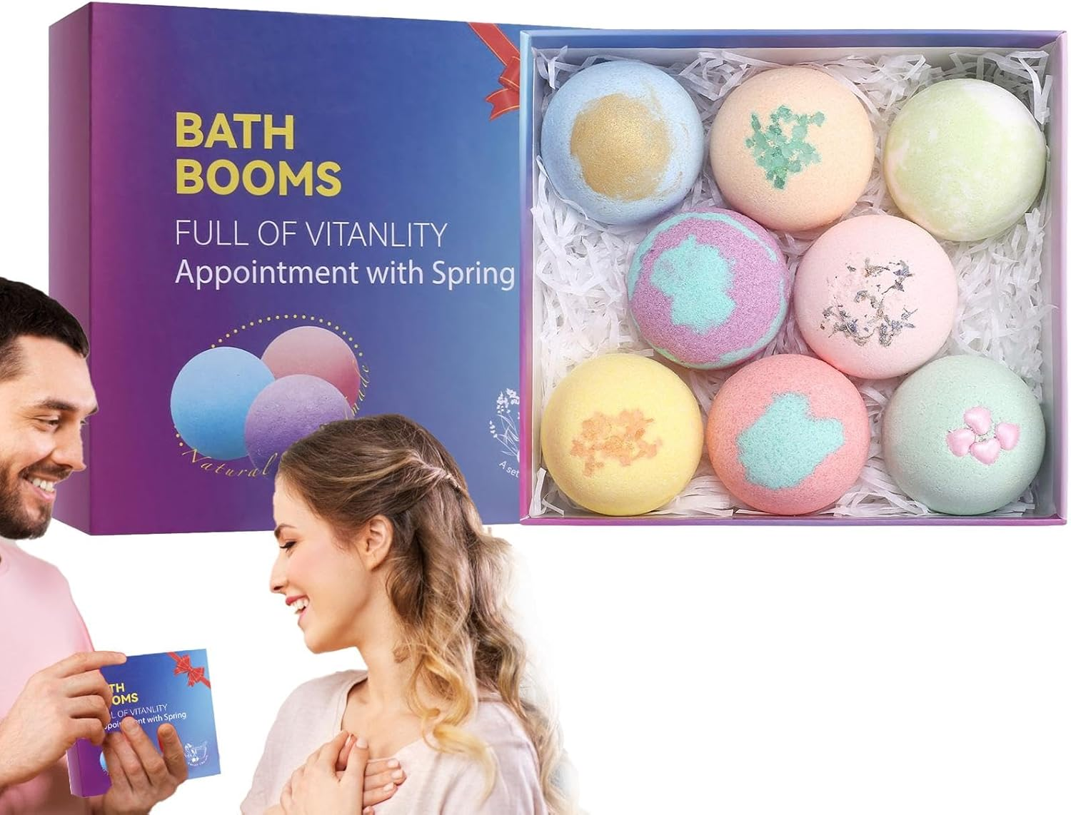 Hot Tub Fizzy Balls | Luxurious Hot Tub Bath Bombs | Skin-Nourishing Hot Tub | 8 Spa Bombs Gift Set, Handmade Birthday Mothers Day Gifts, Natural Sea Salt, Moisturizing, Fragrant Shower image number 5