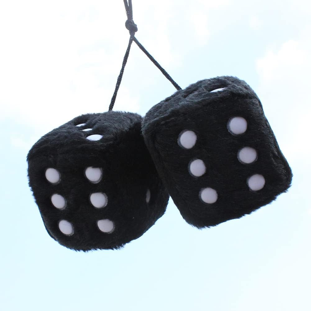 Dice Car Decorations | Square Car Pendant Plush Dice | Dice Car Decorations Car Dice Soft Fuzzy Decorative Vehicle Pendant Dice with White Dots - Pair Fuzzy Dice Retro Square Pochy - Yellow image number 4