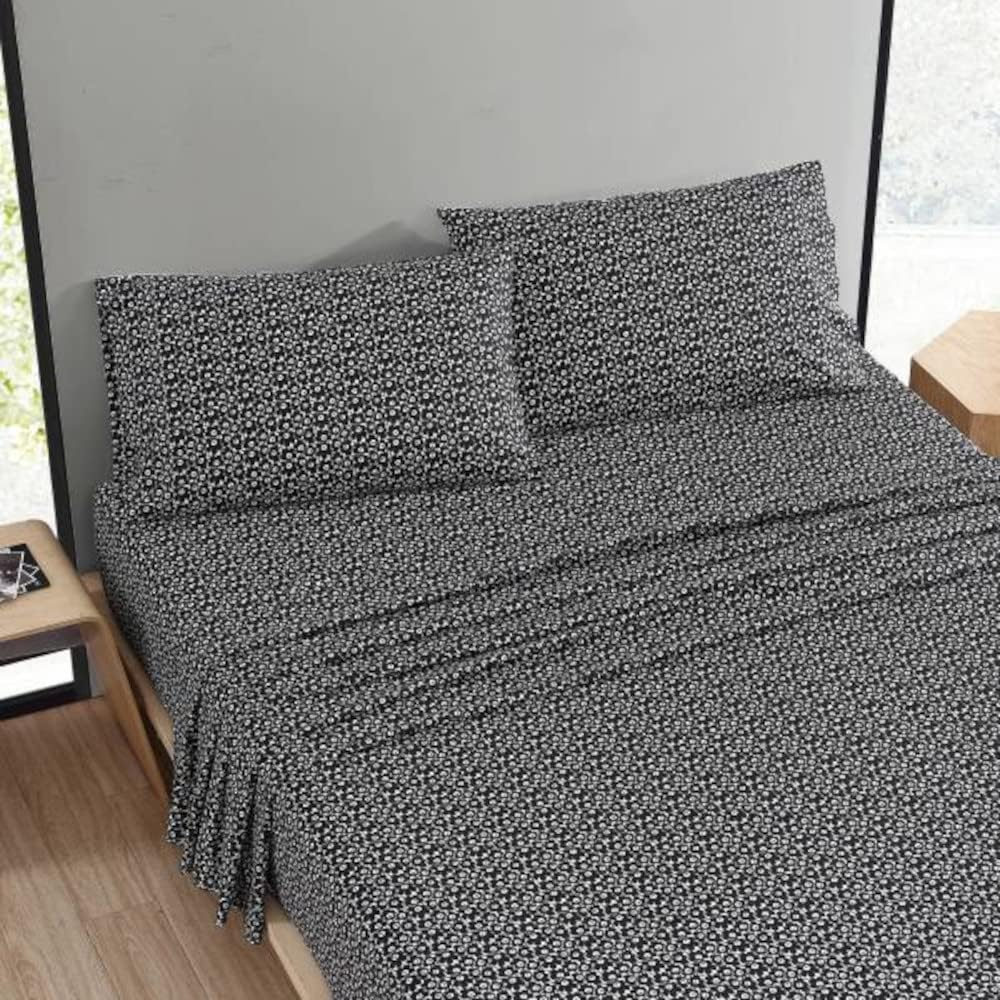 MARIMEKKO - Queen Sheets, Cotton Percale Bedding Set, Crisp & Cool Home Decor (Pikkuinen Unikko Black, Queen) image number 4