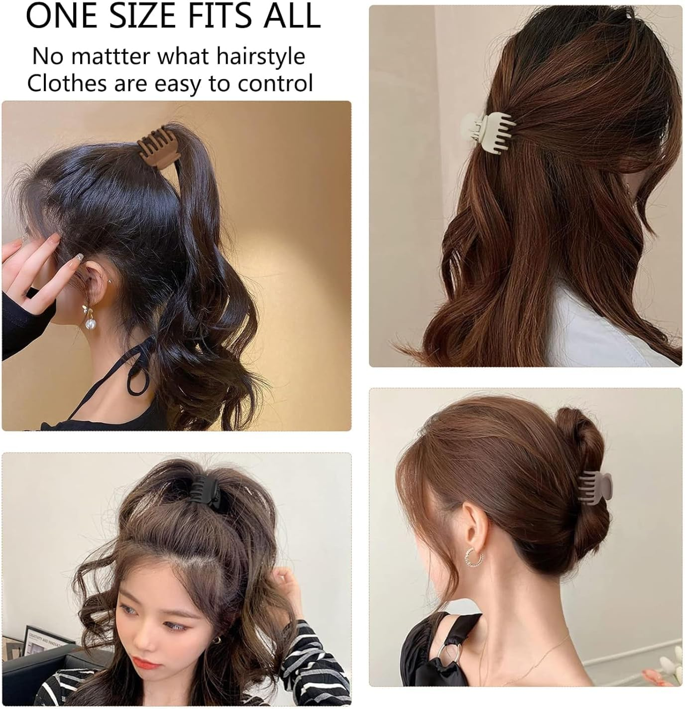 Jiaozoum Hair Claw Clips, 3Pcs Handmade Durable Non-Slip Clips for Women and Girls with Medium Thick and Thin Hair, Stylish Lightweight Barrettes (Gray,Brown,Black) image number 1