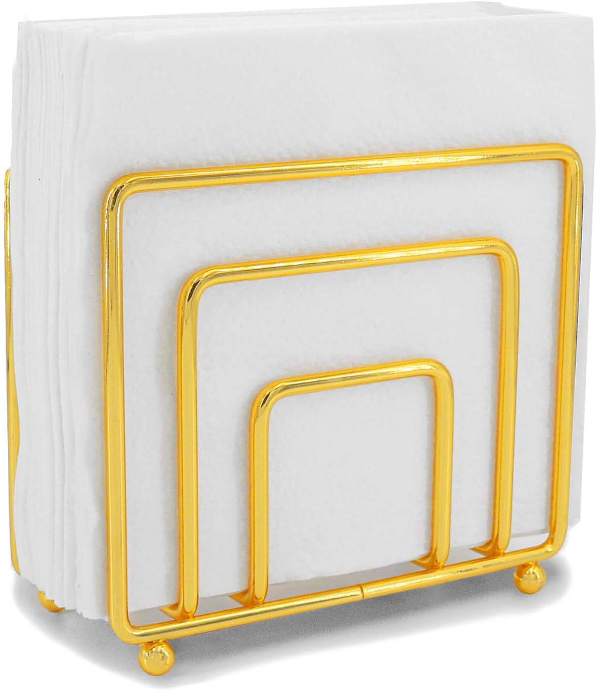 Napkin Holder Freestanding Metal Tabletop Tissue Dispenser for Tables, Dining, Kitchen, Restaurant, Picnic (Gold)