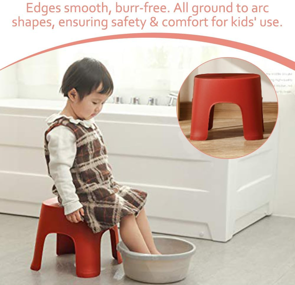 Multi-Use Step Stool / Shower Seat ,Plastic Seat for Home & Step Stool ,Foot Stool for for Home, Office, Garage Stools Laundry Bathroom - Red image number 3