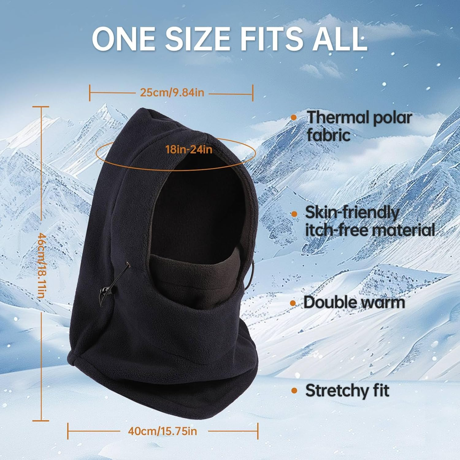 Balaclava Face Mask for Men Women: Thermal Polar Fleece Hood Windproof Ski Mask with Adjustable, Convertible Warm Face Cover Hat Scarf