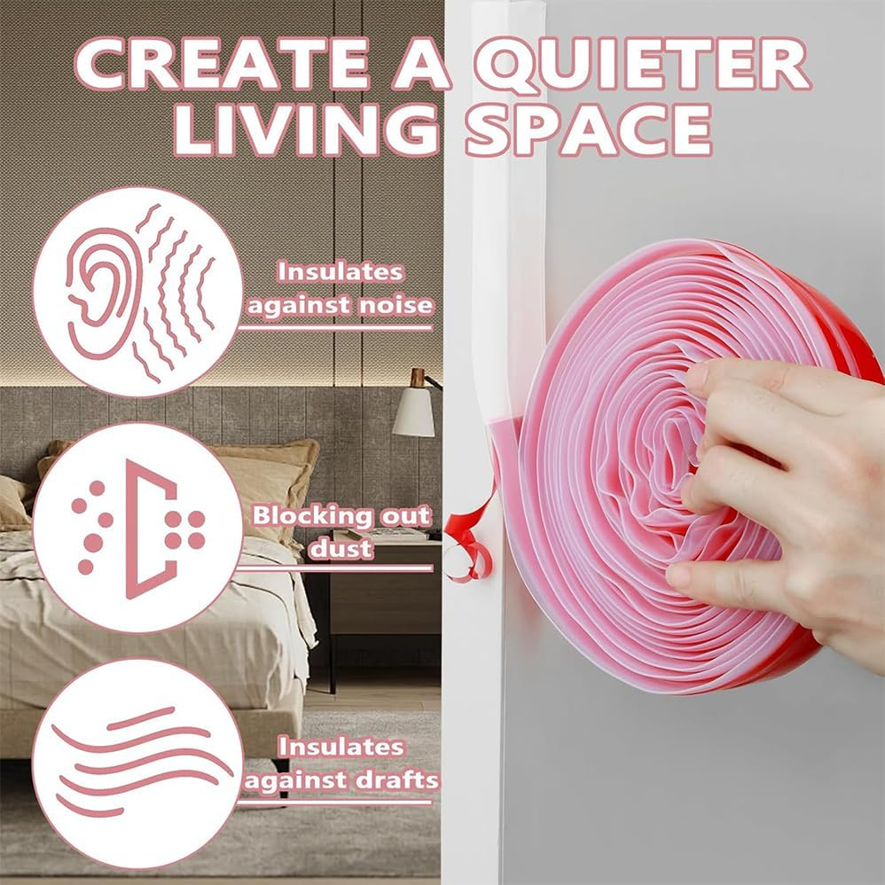 6M T-Shaped Weather Stripping Door Seal,Clear Silicone Weather Stripping Door Seal Strip Double-Sided Self Adhesive Seal Strip for Side of Door Frame, Window, Shower Glass, Strong Adhesive image number 1