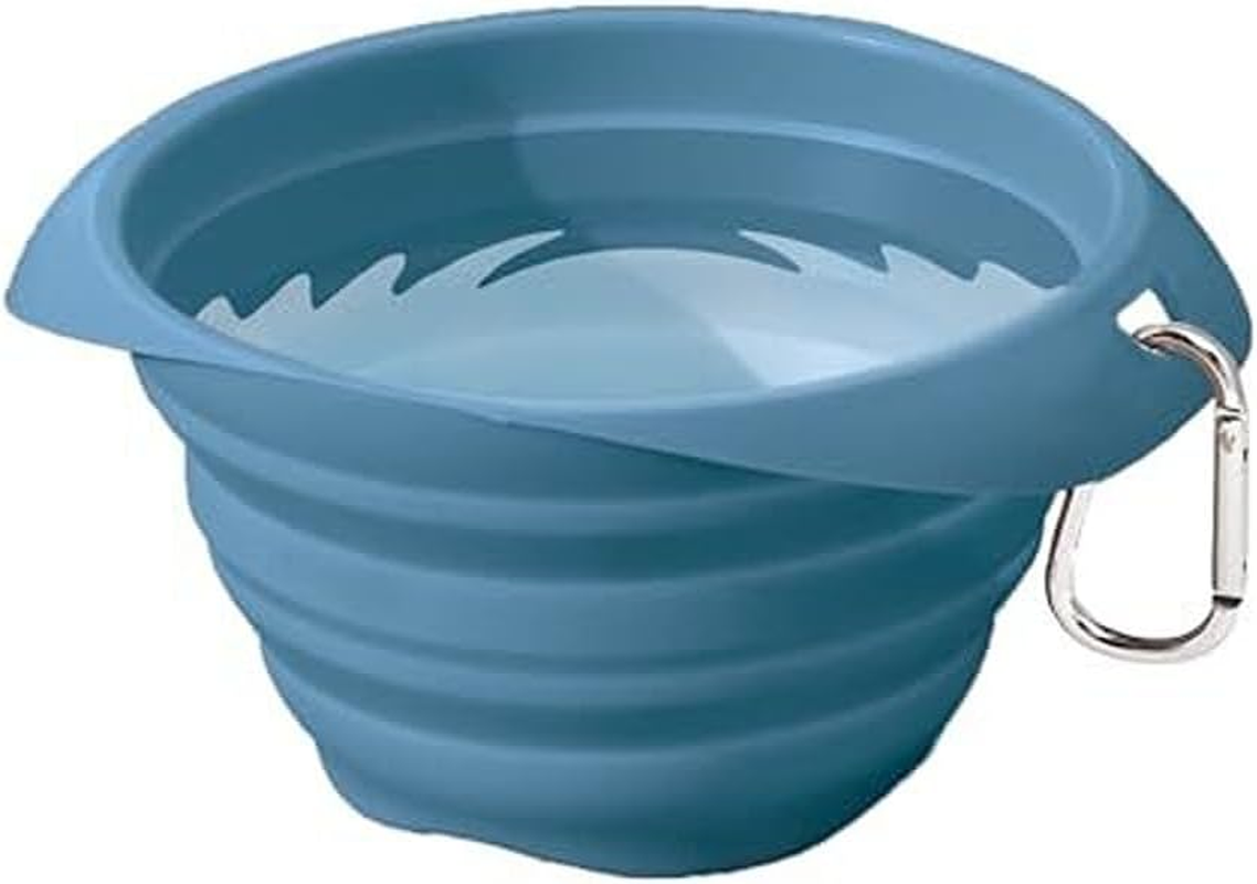 Kurgo Collaps-A-Bowl, Collapsible Dog Food and Water Travel Bowl, BPA Free, Includes Carabiner, Blue image number 4