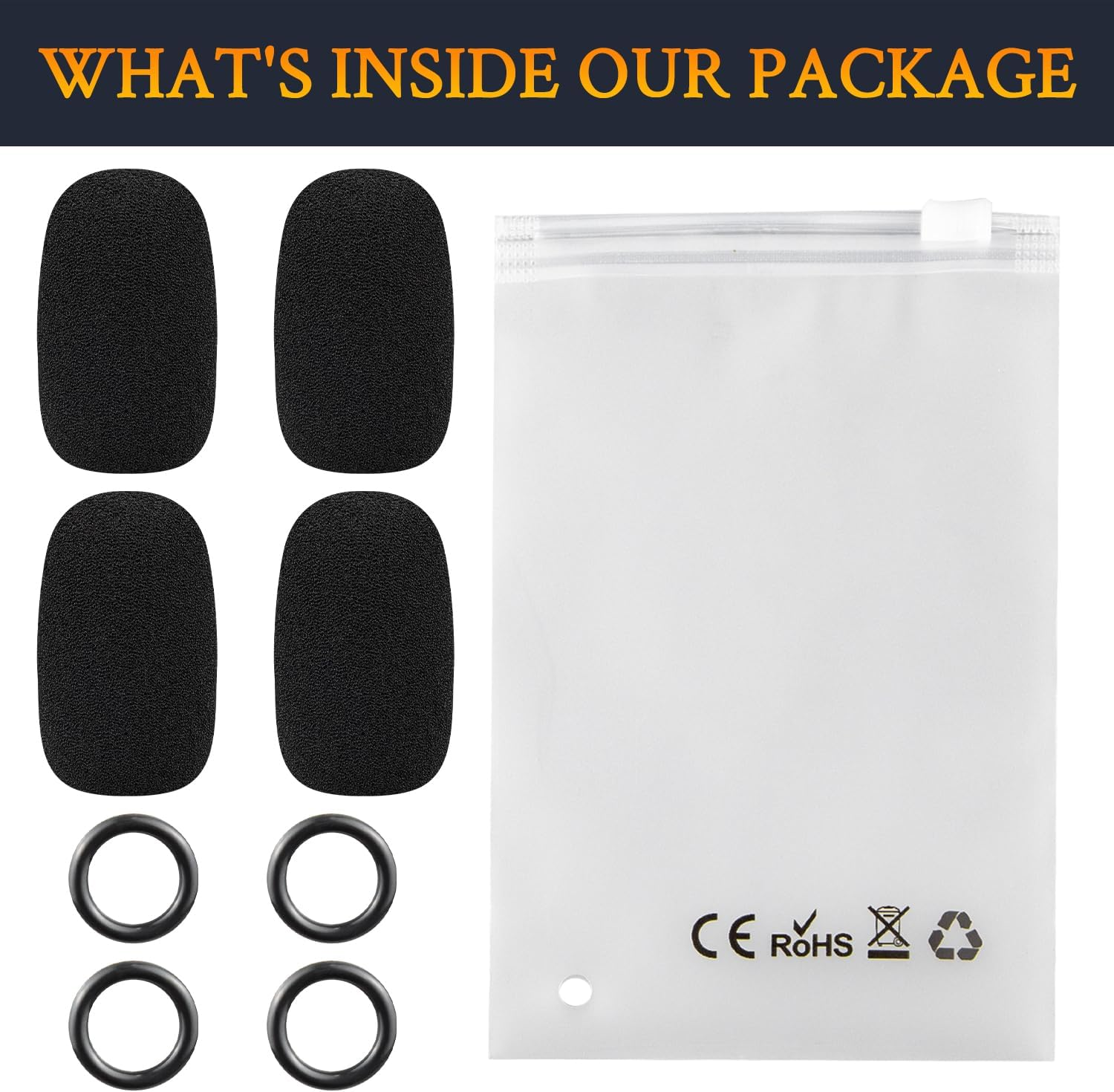 SOULWIT 4Pcs Protective Microphone Foam Cover Pop Filter for Hyperx Cloud/Alpha/Chat/Core/Flight/Mini/Orbit/Revolver/Stinger Series Headphones, Mic Cover Windscreen for Hyperx Cloudx Headset - Black image number 1