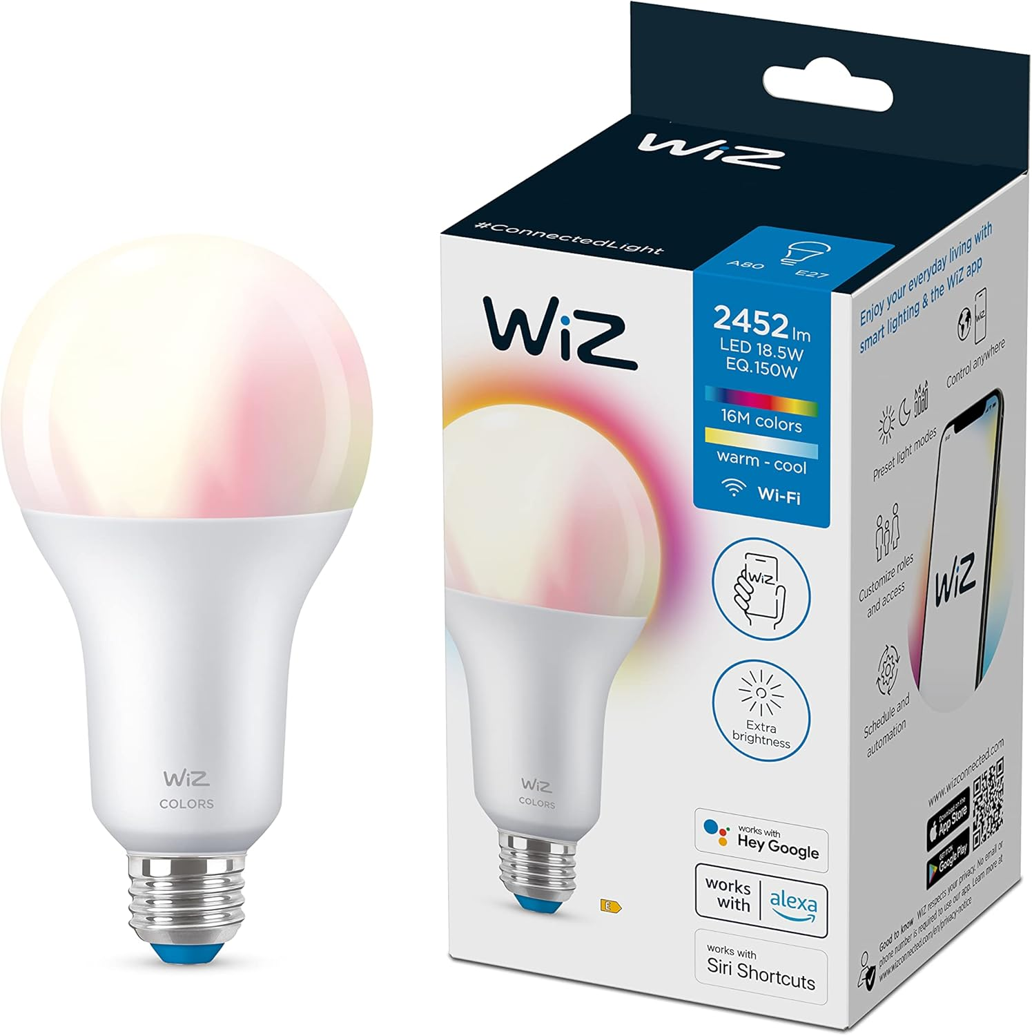 Wiz Color A80 E27 Color Smart LED Bulb image number 1