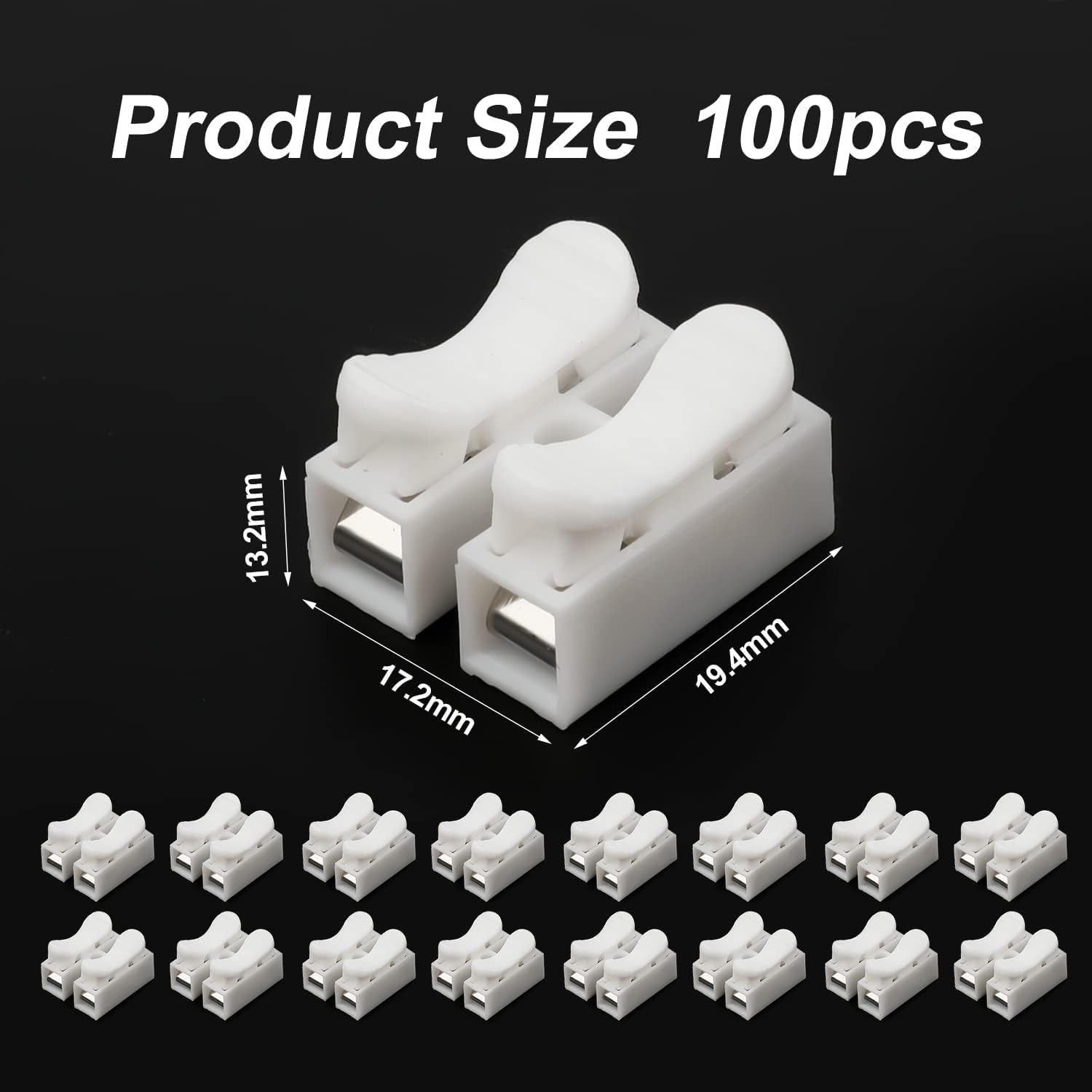 100Pcs 10A 220V CH-2 Quick Connector 2-Position Spring Wire Connectors Self-Locking CH-2 Press Type Electric Connection Quick Wiring Terminal for Lighting and Automotive Electricity image number 3