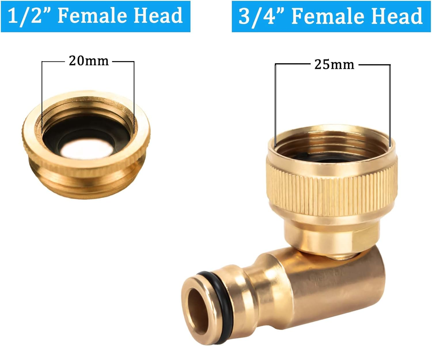 360&deg; Rotation Tap Adapter(3/4" and 1/2" Inner Female), Garden Hose Connector for Lawn& Garden,Washing Cars,Watering Plants