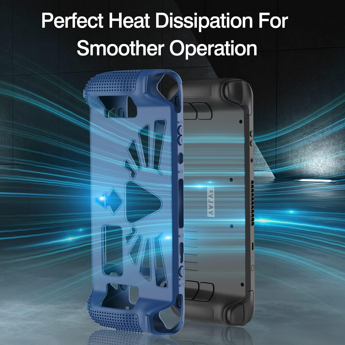 SUIHUOJI Steam Deck/Steam Deck OLED Standing Protective Case, Thickening Silicone Accessories Protector, Soft Cover Skin Shell with 2 Pairs Thumb Grips, Full Protection for Valve Stream Deck (Blue) image number 2