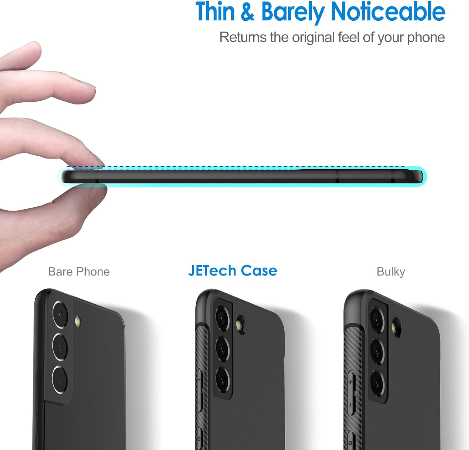 Jetech Slim Fit Case for Samsung Galaxy S22 5G 6.1-Inch, Thin Phone Cover with Shock-Absorption and Carbon Fiber Design (Black) image number 5