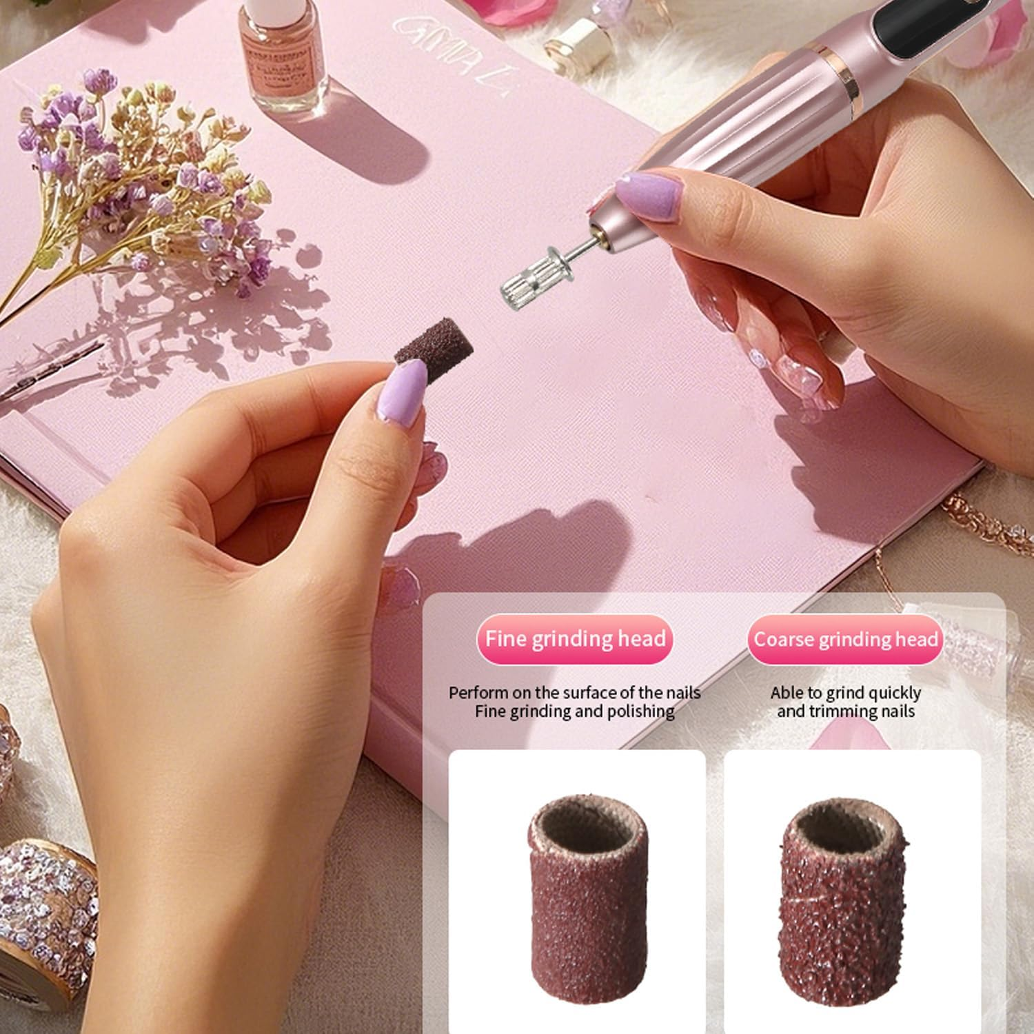 Mincham Portable Electric Nail Drill File, Stepless Speed Adjustment USB-C Rechargeable, Professional Manicure Pedicure Tool for Home/Salon image number 5