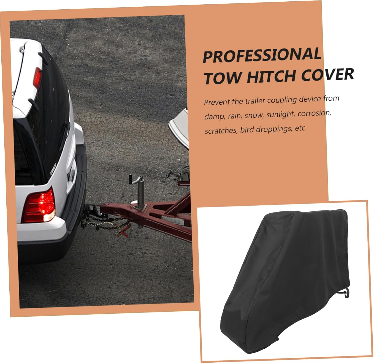 Tow Hitch Cover for Trailers Weatherproof Protective Sleeve for Rvs and Campers Quick Installation Keeps Hitch Clean Durable Tow Hook Cover for Outdoor Travel image number 6