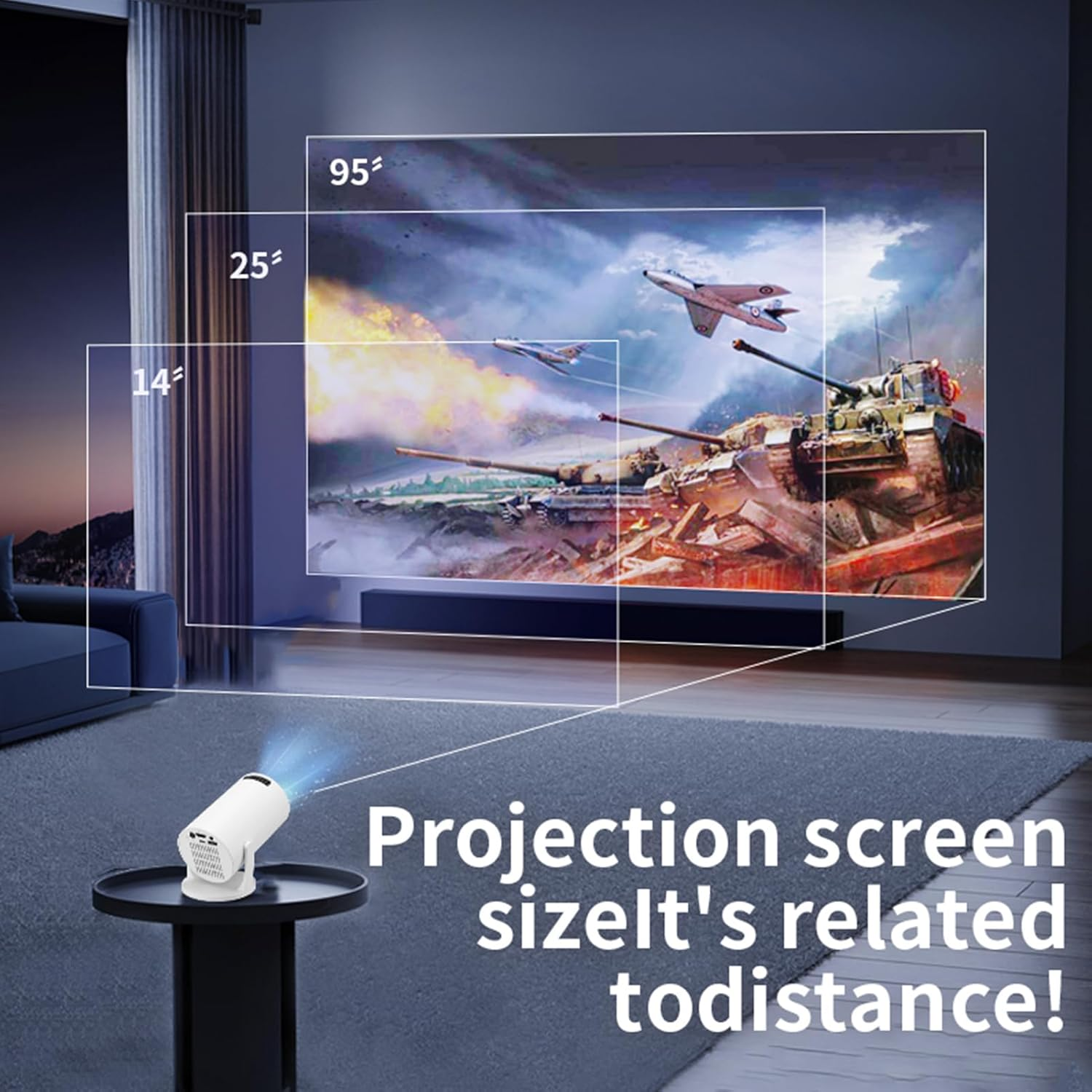 Goshyda Full HD 1080P Bluetooth Projector Portable Outdoor TV Stick Support Same Screen Wired and Wireless (White) image number 6