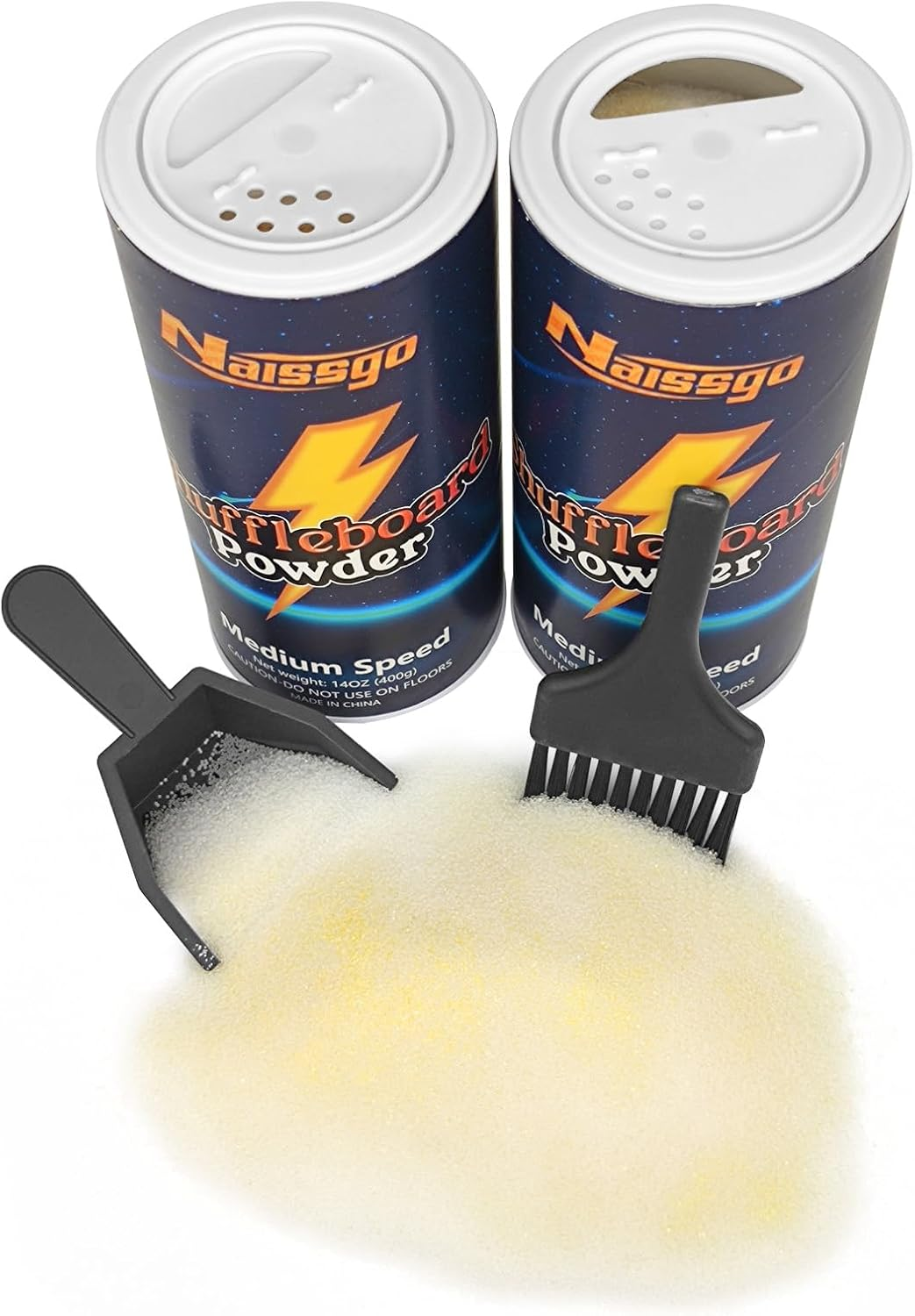 Shuffleboard Sand Wax Shuffleboard Powder Set with Mini Dustpan & Broom，2 Cans(2&times;14 Oz) image number 1
