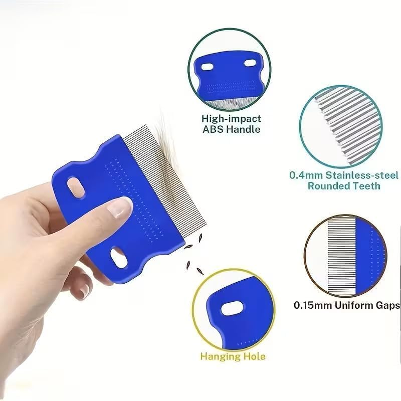 Pack of 6 Cat Dog Flea Comb, Lice Comb, Flea Comb for Removing Fleas, Metal Teeth Lice Comb, Flea Tear Stain Remover Comb image number 4
