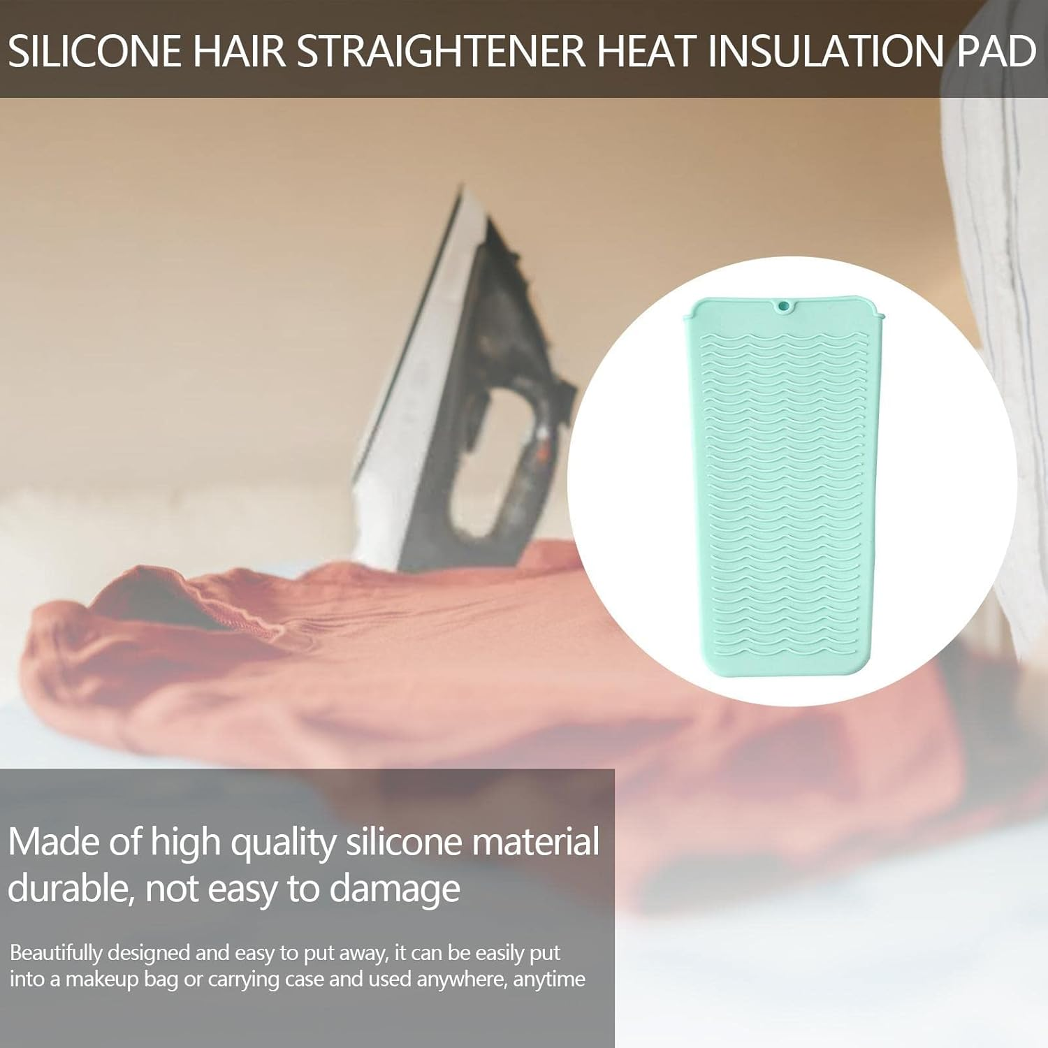 Travel Silicone Hair Straightener Pad - Travel Hair Straightener Mat,Perm Styling Tool Anti-Scald Protection Pad, Curling Iron Heat-Resistant Pad for Curling Irons Borato