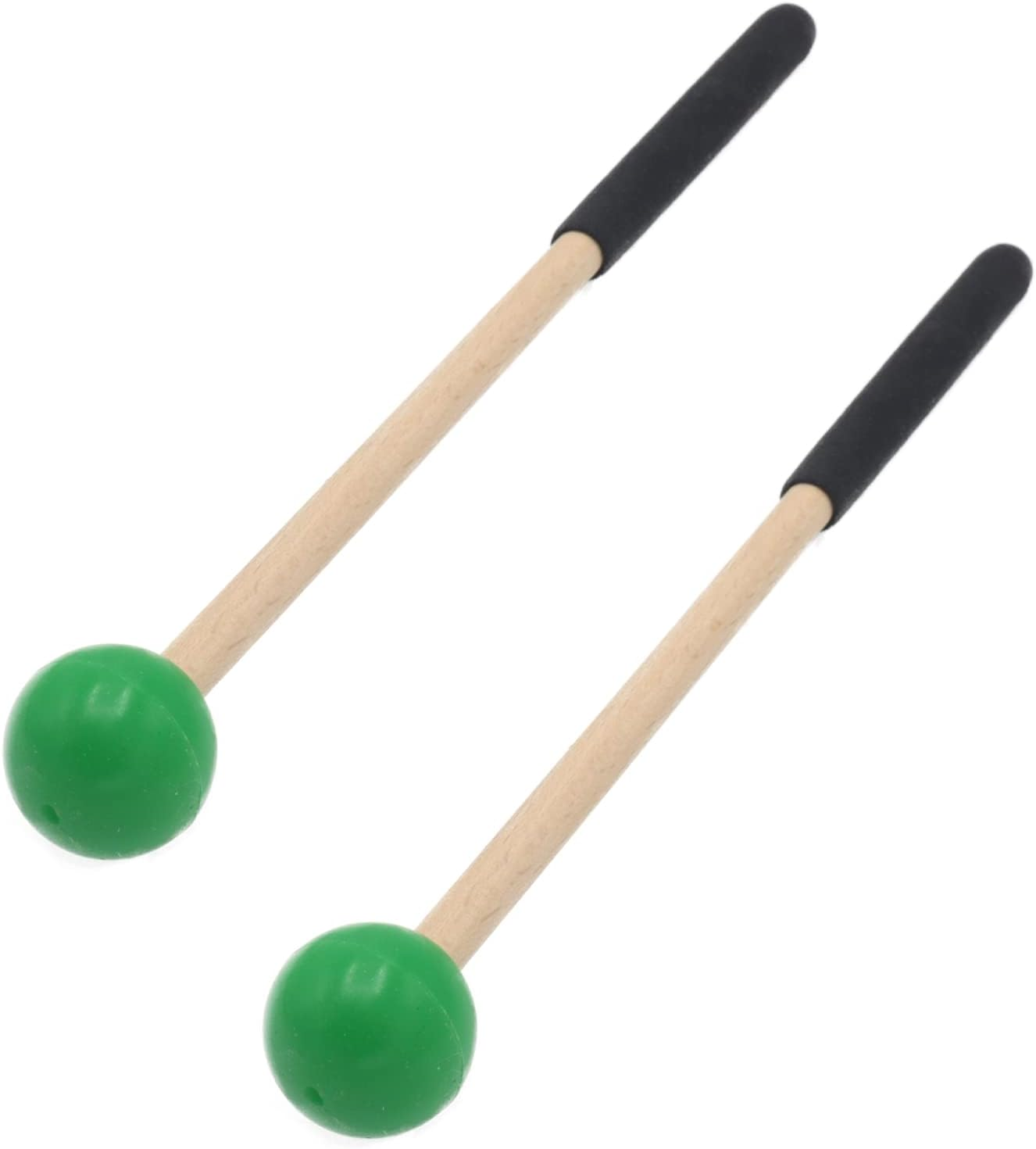 8 Inch Wood Percussion Mallets, 1 Pair Green Drum Sticks with Rubber Head and Handle for Xylophone Glockenspiel Marimba Woodblock Tongue Drum image number 3