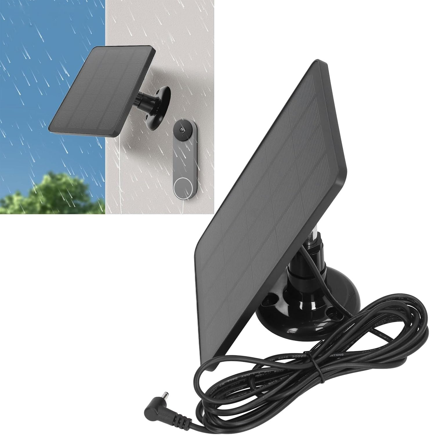 10W Solar Panel Charger, IP65 Waterproof, Fast Charging Compatible with Ring Cam Battery, 360 Degree Rotatable Bracket, Made of Premium Fireproof Material (CSP4W-DC-B) image number 1