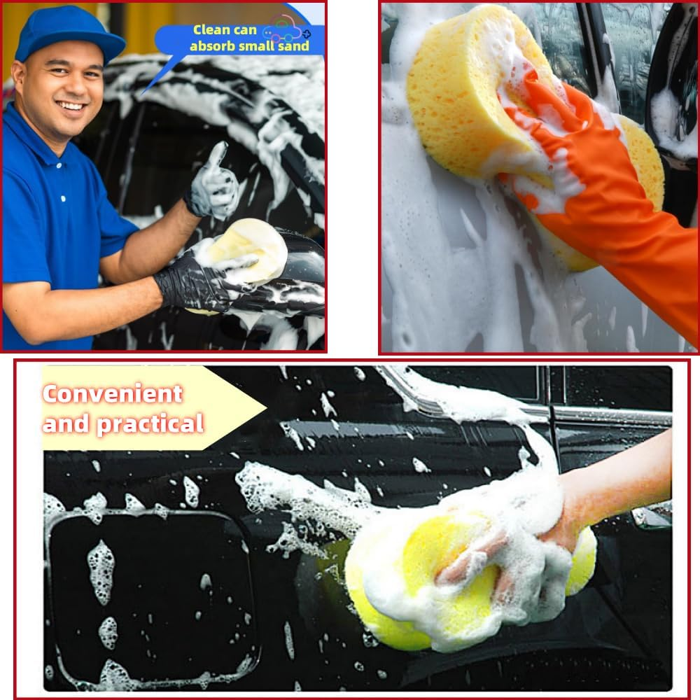 Leitungg Car Wash Sponge, Large Multi Use Sponges for Cleaning, Tile, Bike, Easy Grip Sponge for Kitchen, Bathroom, Household Cleaning, 3Pcs Random Color image number 3