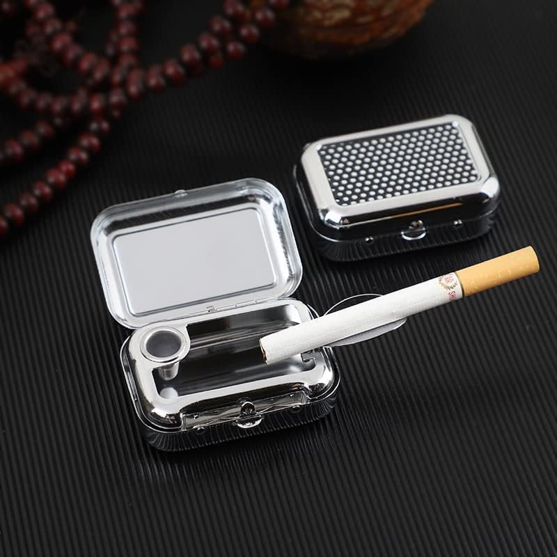 Mini Portable Ashtray with Lid, Metal Portable Pocket Ashtray, Compact Cigarette Snuffers for Ashtrays Office Indoor Outdoor Car Supplies