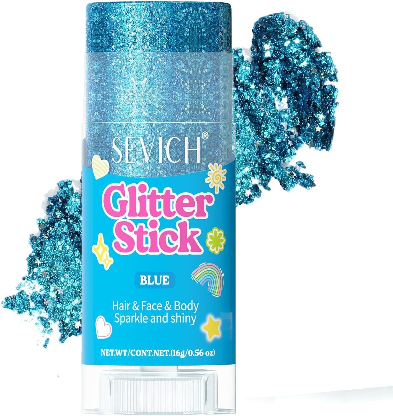 SEVICH Glitter Stick Purple for Face Body Hair,Skin Safe Waterproof Sparkle with No Glue Needed,Easy to Apply and Remove for Parties Festivals Makeup,15G
