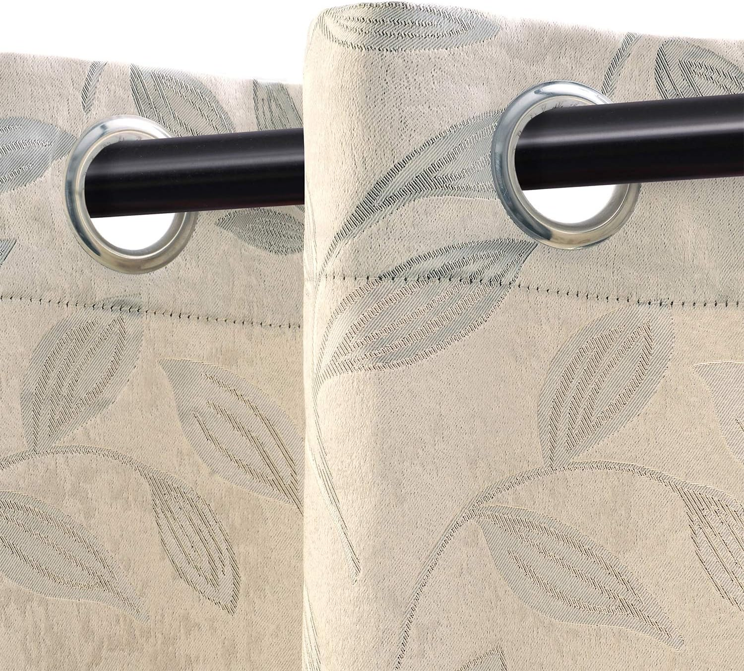 SUPERIOR Leaves Blackout Curtain Set of 2, Thermal Insulated Panel Pair with Grommet Top Header, Beautiful Leaf Jacquard Room Darkening Drapes, Available in 4 Lengths - Ivory, 52&rdquo;X108&rdquo; Each