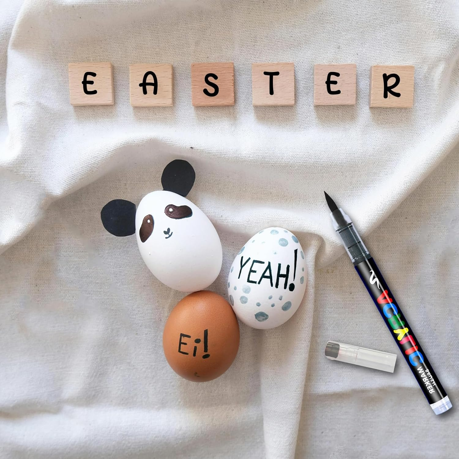 Black Acrylic Paint Pens, 12 Pack Soft Brush Tip Acrylic Paint Markers, Colouring Drawing Waterproof Art Markers for Wood, Metal, Ceramic, Fabric, Stone, Egg, Rock Painting and DIY Art Crafting image number 1