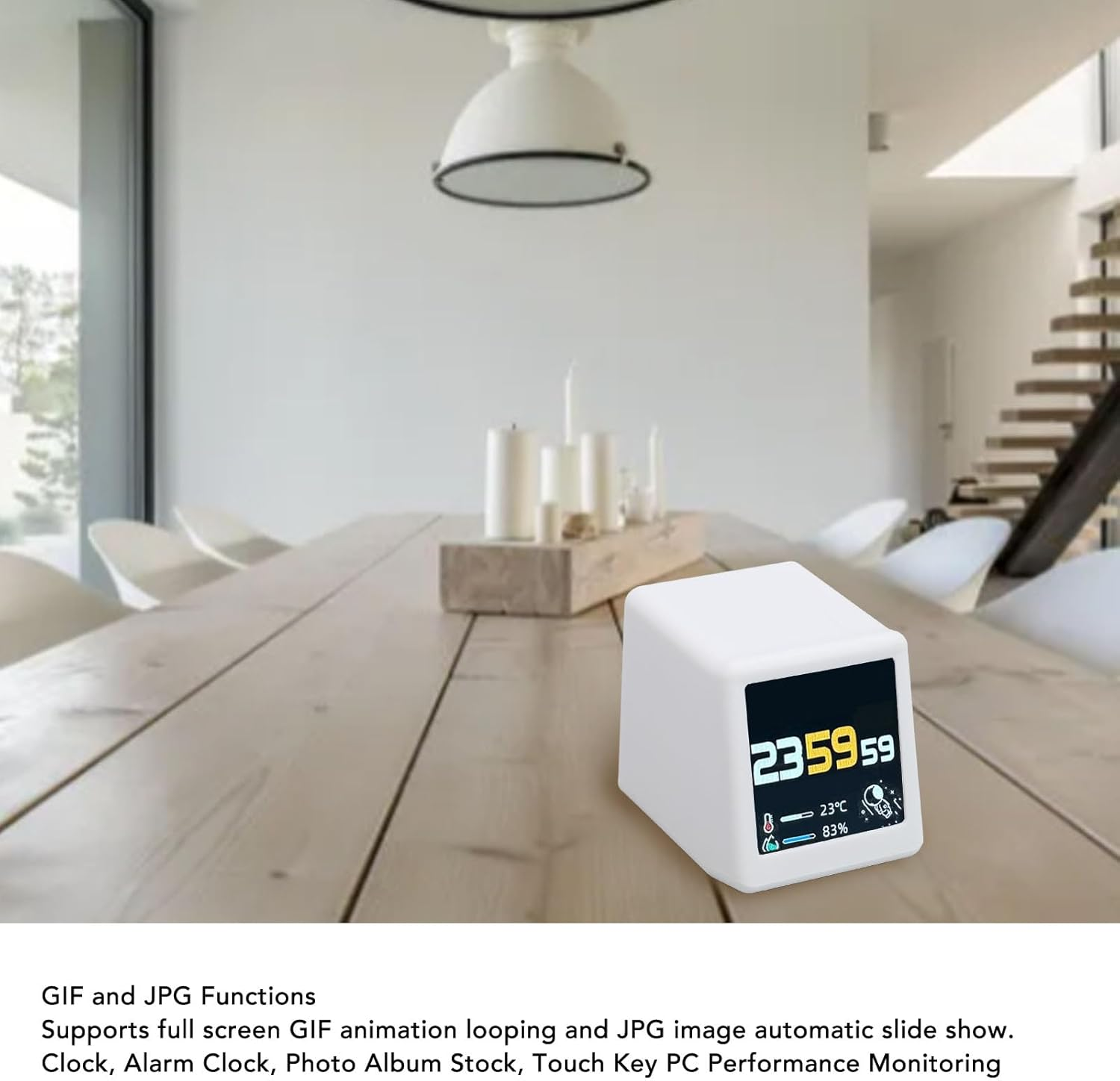 Bitcoin Stock Ticker Monitor Display Time Weather, Wifi Desktop Digital Clock, Multifunctional Easy Using Versatile App Integration, Photo Gallery Features image number 6