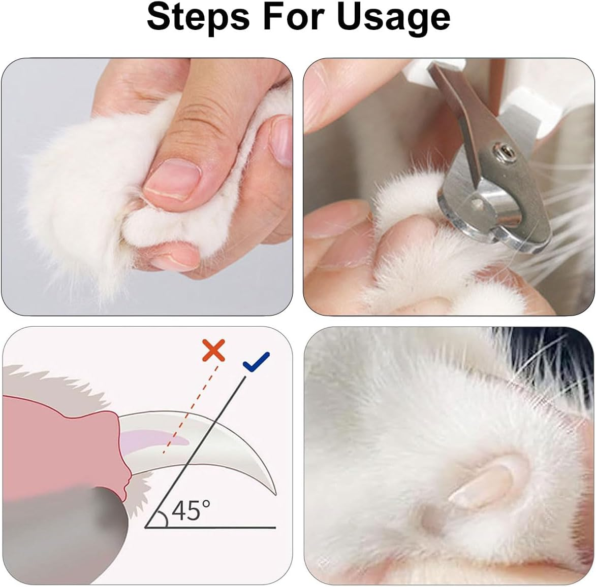 Toulifly Cat Claw Scissors, Stainless Steel Cat Nail Clippers, Nail Scissors for Kittens, Safety Double Circular Hole Pets Cat Nail Scissors, for Beginners, Blue, 2 Pieces image number 5