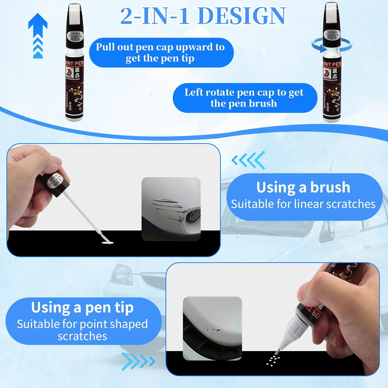 2 PCS Universal Car Touch-Up Paint Pen for Car Body, Car Scratch Repair Fluid, Wheel Repair Paint Kit, Quick & Easy Scratch Fix for Rim, Simple & Convenient, Uniform Paint Coating (Matte Black) - Matte Black image number 5