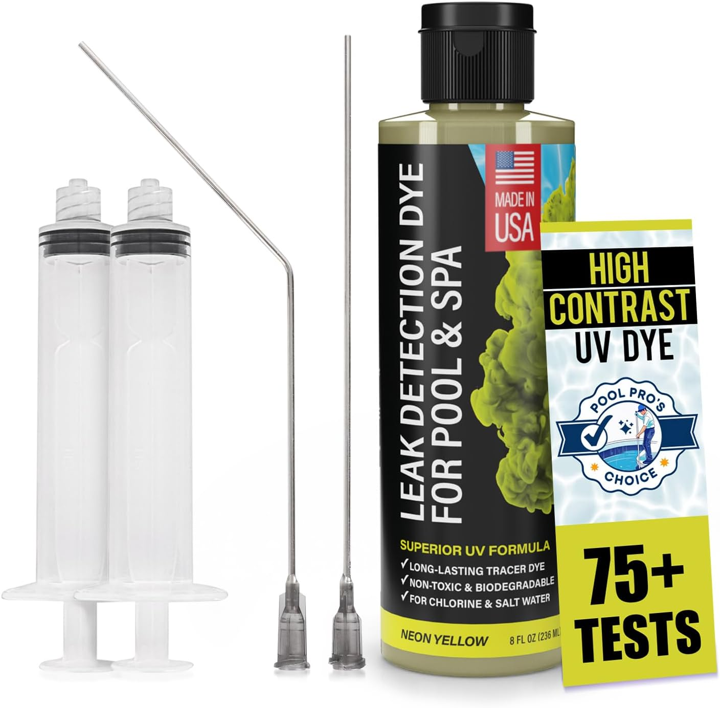 Pool Leak Detection Dye Kit - with 2 Precision Applicators - Made in USA - Superior Long Lasting UV Pool Dye Easily Locates Leaks - for All Pool, Spa, & Hot Tub Types - 8 OZ (Fluorescent Yellow) image number 4