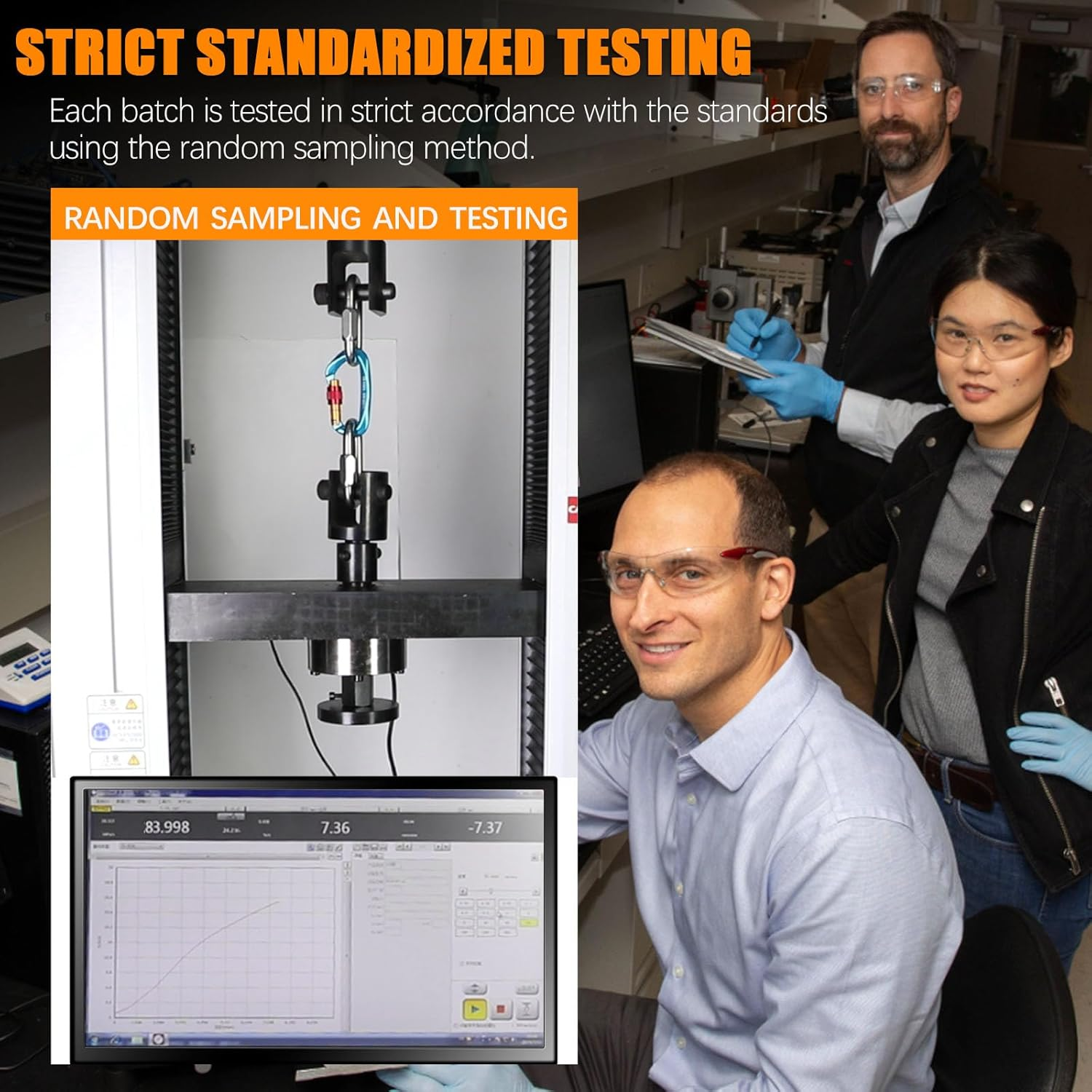 CAMNAL UIAA & CE Certified Heavy Duty Locking Carabiner 25KN (5620 Lbs) Screw Lock D Shape Carabiner Clip for Rock Climbing, Mountaineering, Aerial Work image number 5