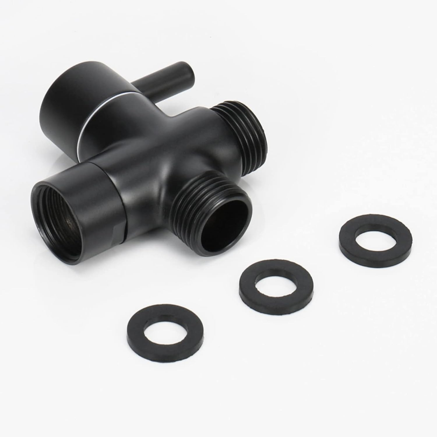 Nearmoon Solid Brass G1/2" Shower Arm All Metal Universal 3-Way Diverter Valve for Handheld and Fixed Head, Replacement Component Adapter (Matte Black) image number 6