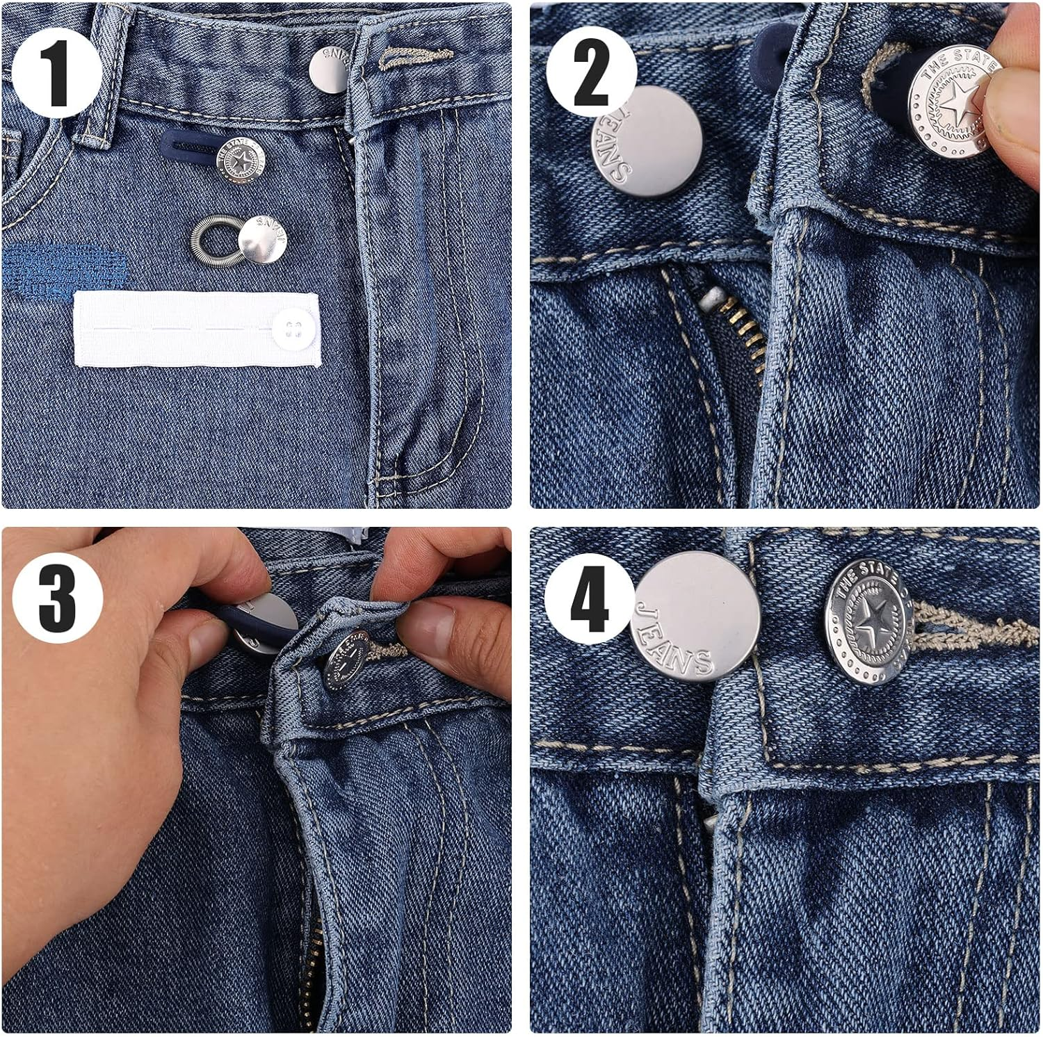 KINBOM 12 Pieces Waist Extenders, Pants Button Extenders for Jeans Skirt Neck Dress Extension image number 6