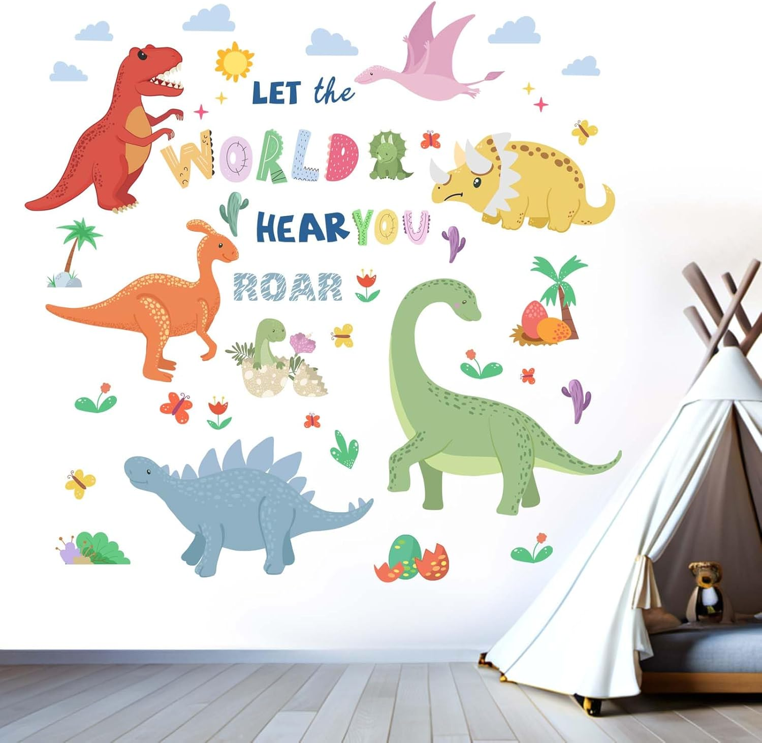 Dinosaur Wall Stickers for Boys Kids: Peel and Stick Dino Wall Decals for Boy Room Baby Nursery - Ages 1-12 Years Vinyl Decor