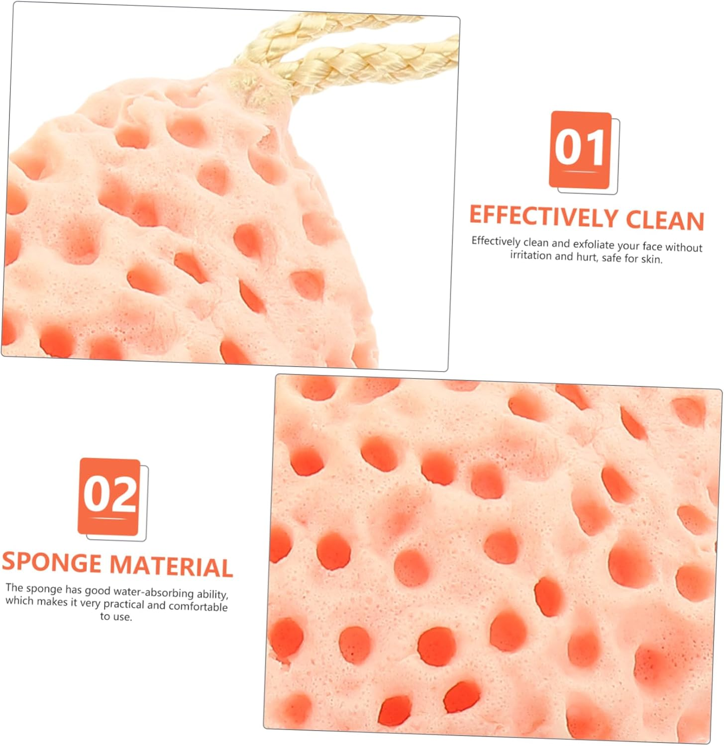 PACKOVE 3Pcs Face Scrub Sponge Exfoliating Bath Sponge for Face Cleaning Portable