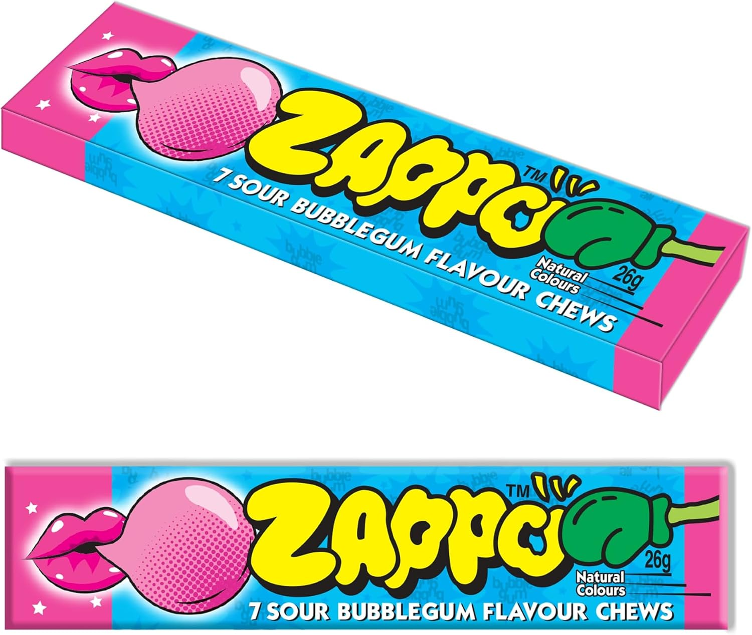 ZAPPO Sour Flavoured Bubblegum Chews - (Bulk Pack of 30 Sticks) image number 1